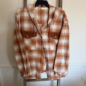 Maurices- Hooded Plaid Lightweight Jacket